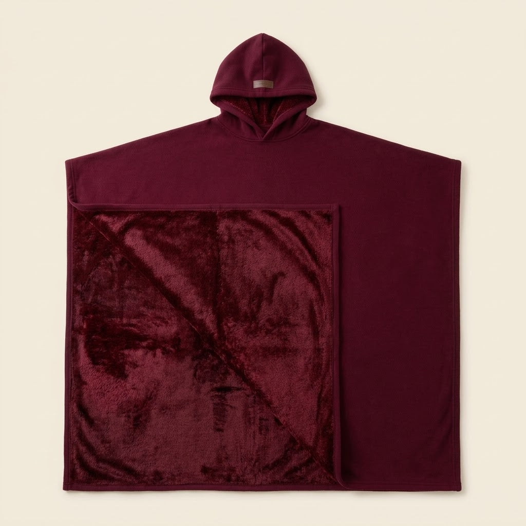 Plaid à capuche et manches Moelune en polaire, coloris rouge